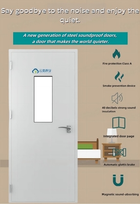 Design simples Janela de vidro personalizável Cinza Porta insonorizada de aço anti-ferrugem
